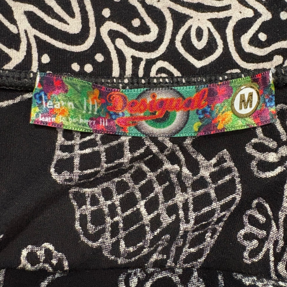 Desigual Asymmetrical Black And White Skirt With Blue Flower Size EUR Medium - Picture 3 of 7